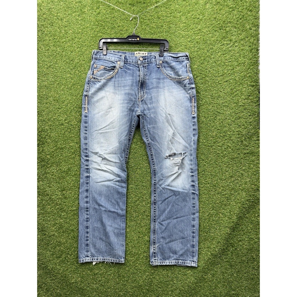 Ariat M5 Jeans Mens 38x32 Straight Fit Straight Leg Work Blue Medium Wash Denim